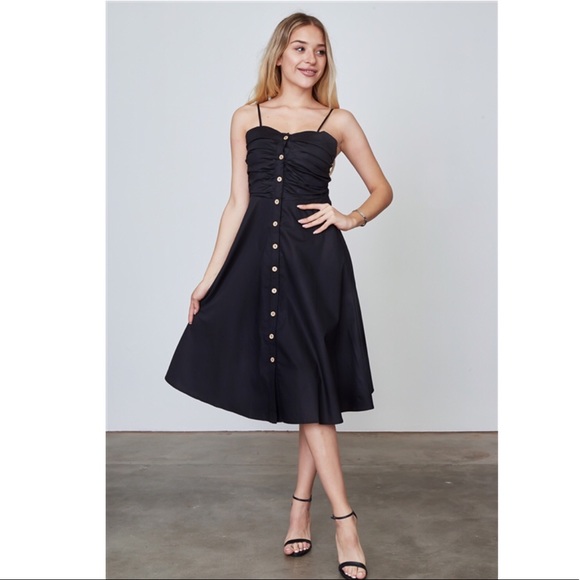 Sensemill Dresses Black Button Down Front Midi Dress Poshmark